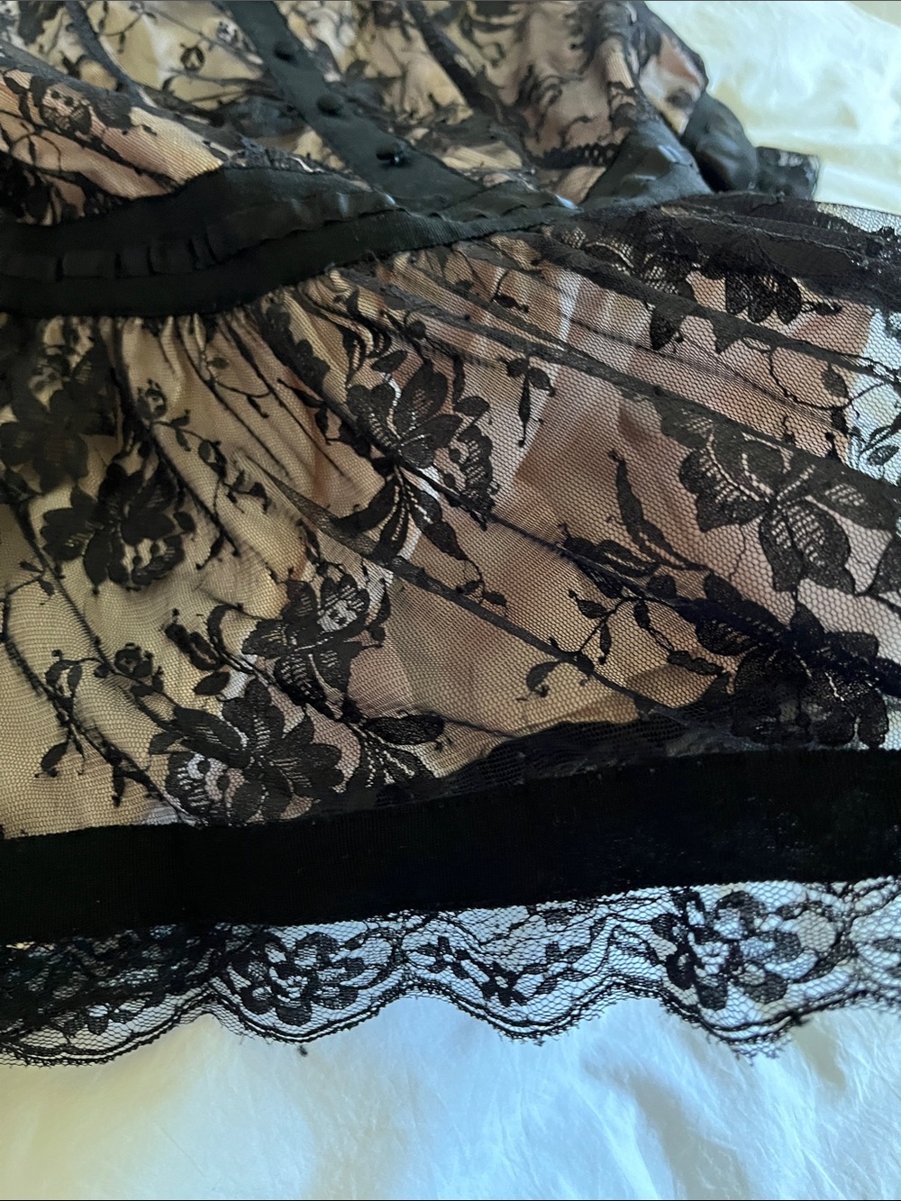 Twelve by Twelve Los Angeles floral lace overlay full length puff sleeve blouse - Picture 9 of 13